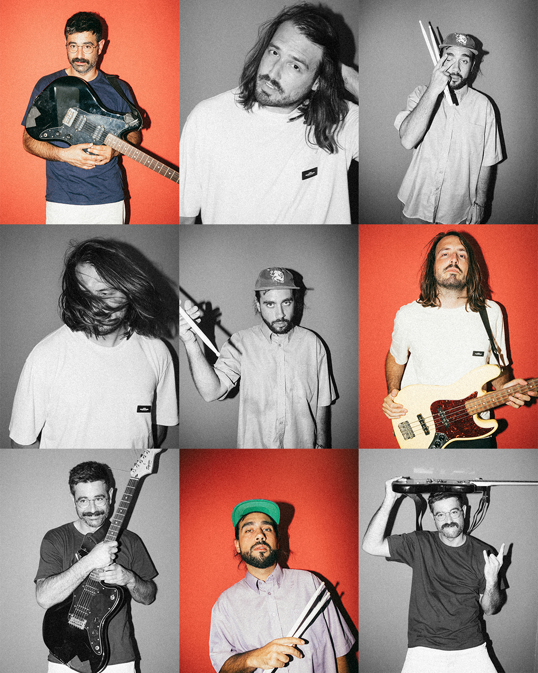 Collage de banda de música tomadas las fotos por un fotógrafo